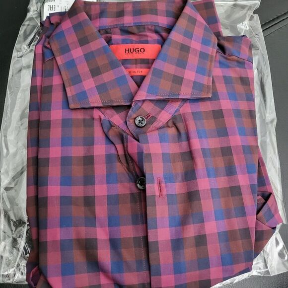 Hugo C-Jenno Check Shirt-RED-EU 39/US 15.5 - Picture 3 of 7